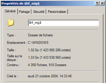 Taille du dossier : $hf_mig$